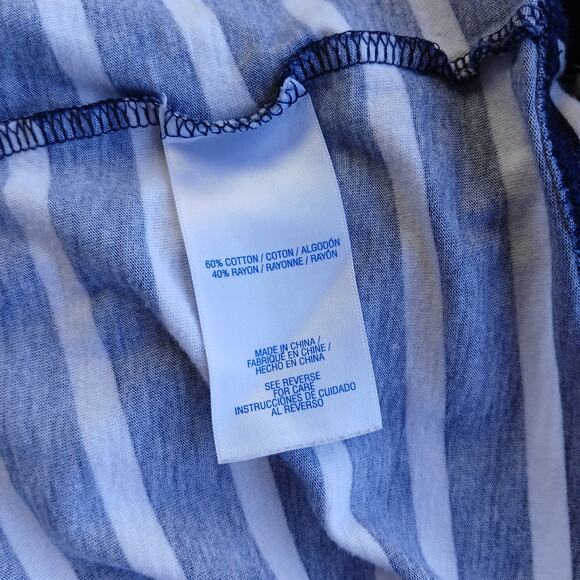 Nautica Navy Stripe Racerback Tank Top Large cotton blend rayon summer - Picture 7 of 11